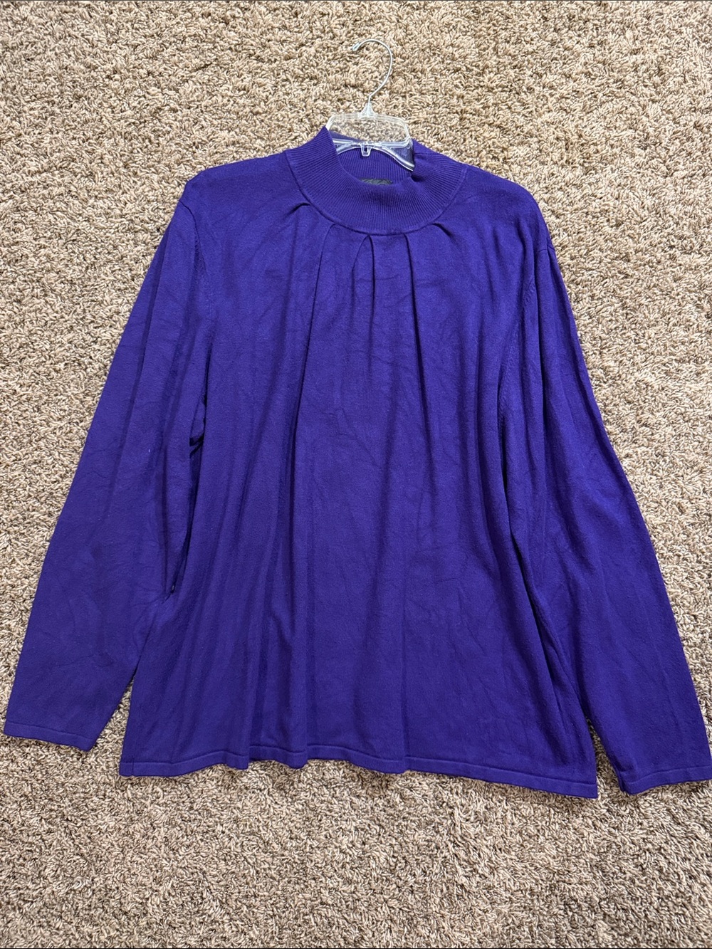 Investments Deep Purple Pleated Mock Neck Sweater